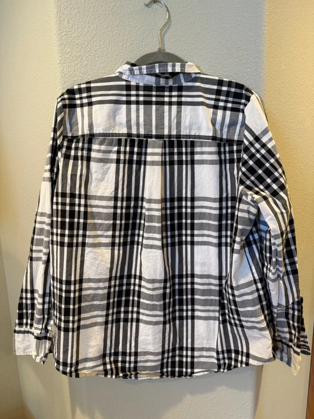 J. Crew Black White Plaid Relaxed Button Up Shirt Size XL